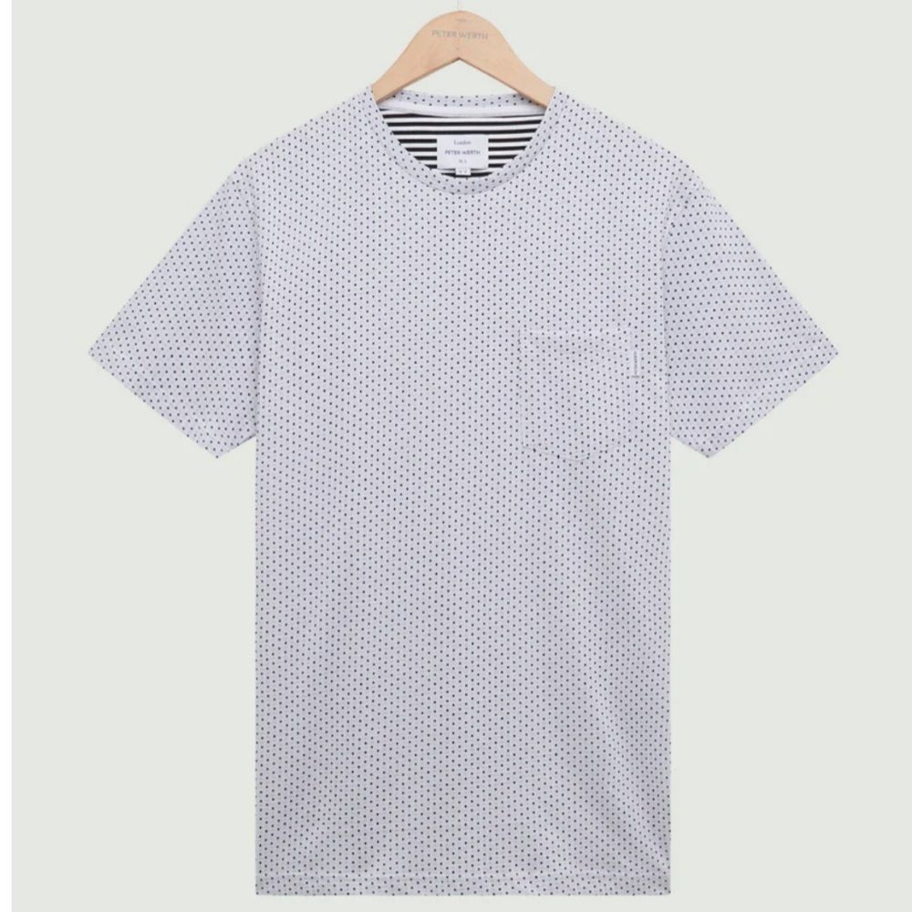 ⭐️MUST GO free ship! Peter Werth Men’s Bridger Tee - Textured White + Navy Small